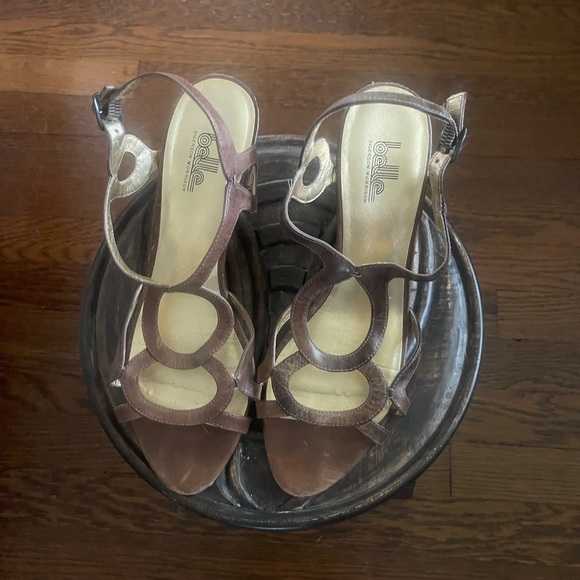 Kidskin wedge heel sandal - Picture 1 of 4